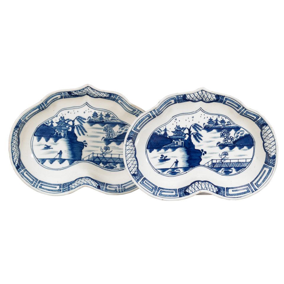 Pair of Caughley Heart Shaped Dishes, c.1780-85