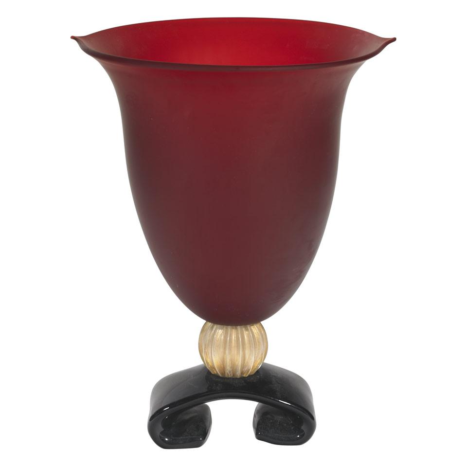 Murano Large Red Glass Vase, 20th century