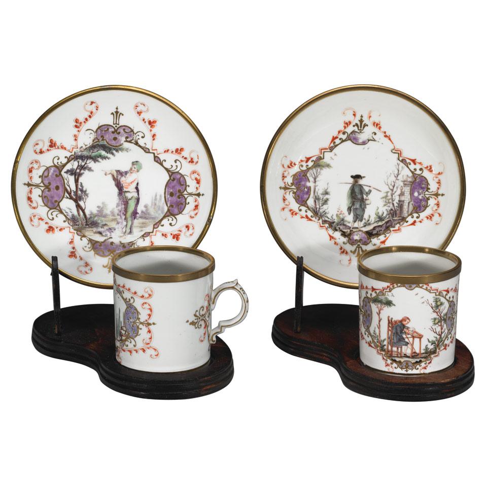 Pair of Doccia Cups and Saucers, c.1760