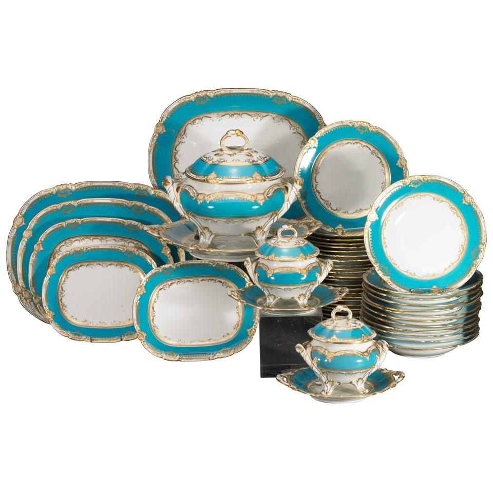 Minton Turquoise Banded and Gilt Porcelain Service, late 19th century