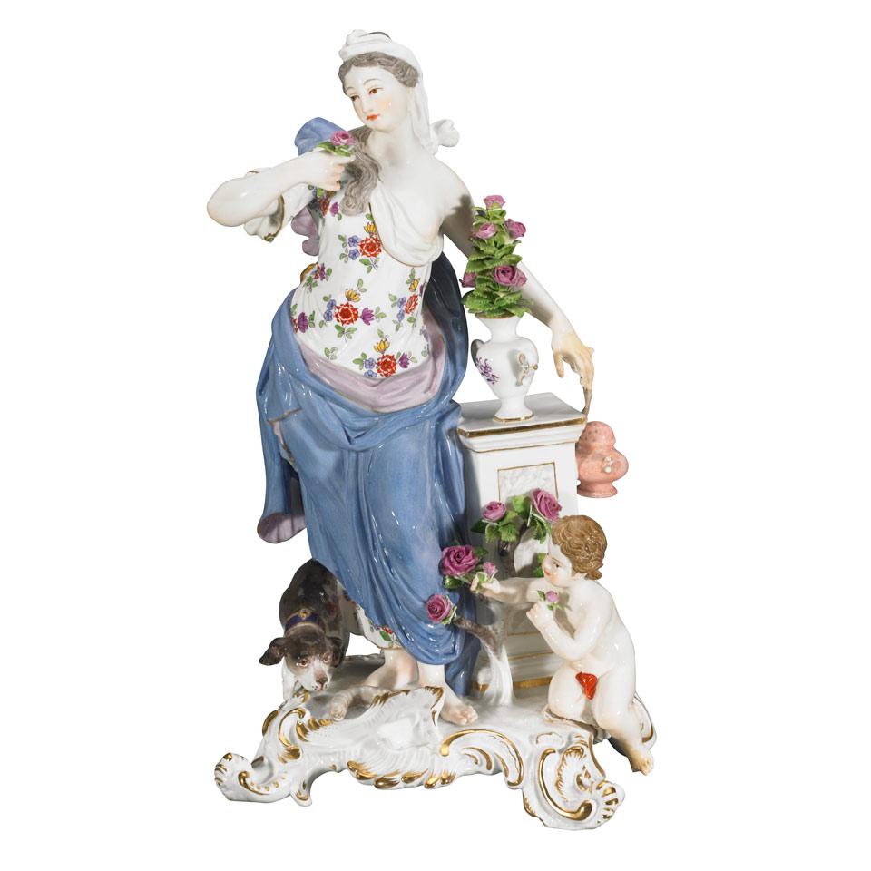 Meissen Figure Group, Emblematic of Smell from the Senses, late 19th century