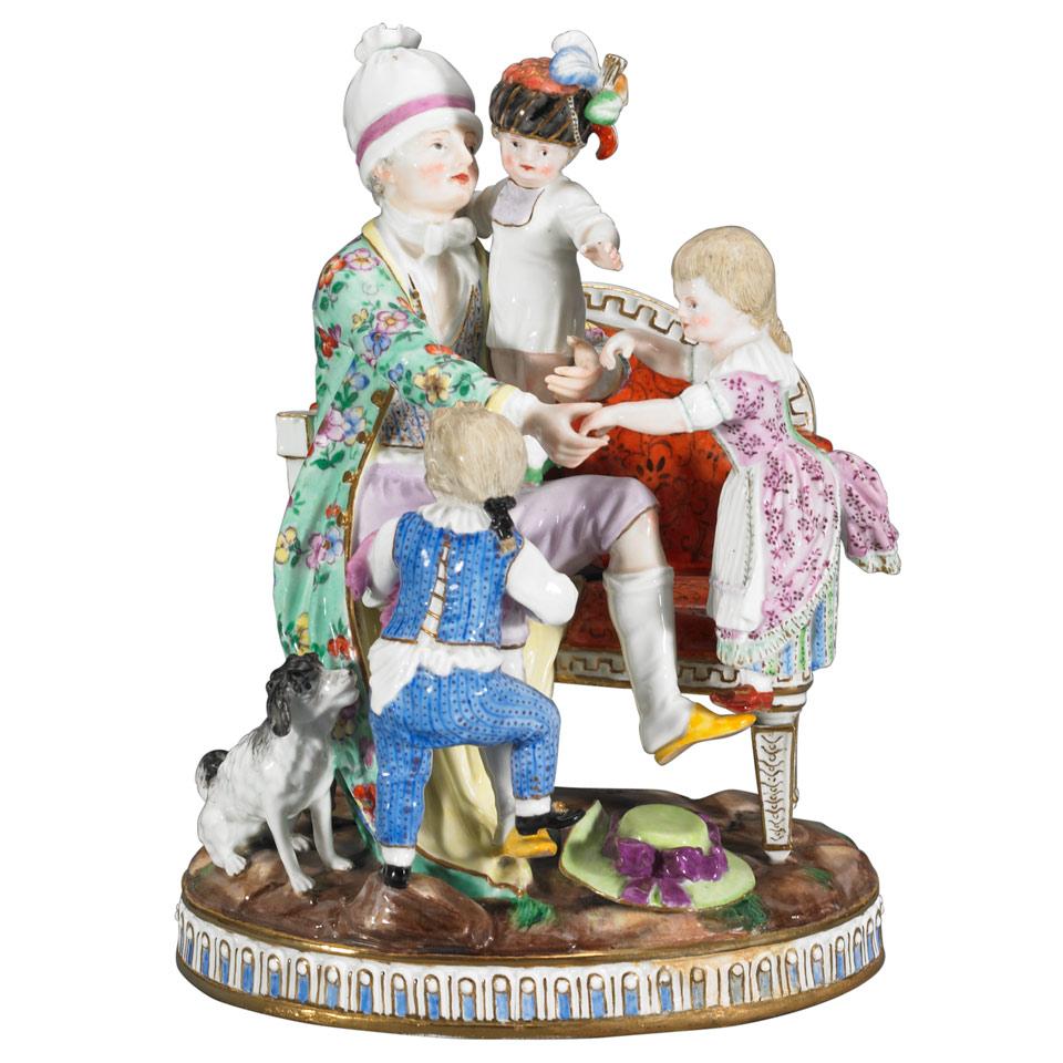 Meissen Group of ‘The Good Father’, after Schönheit, late 19th century