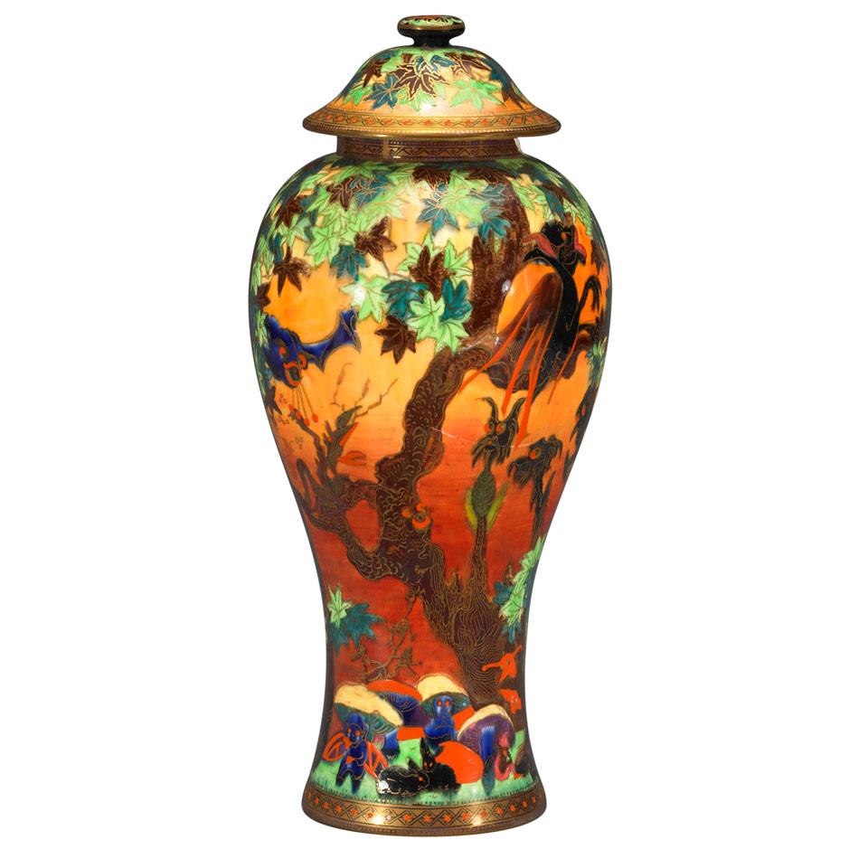 Wedgwood Flame Fairyland Lustre Vase and Cover, 1920’s