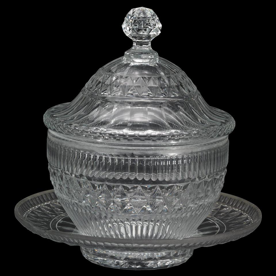 Anglo-Irish Cut Glass Covered Bowl and Stand, c.1800