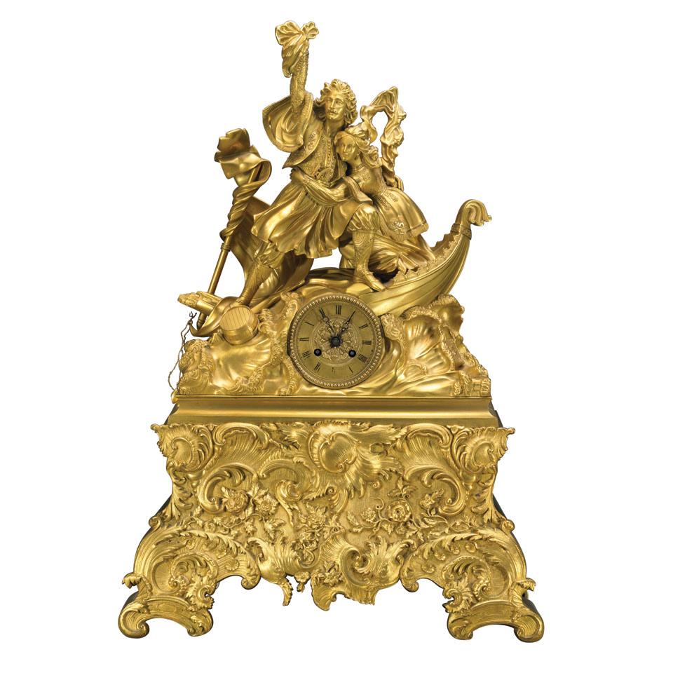 Large Russian Ormolu Figural Mantel Clock,  Case by Samuel Wehl, St. Petersburg, c.1850