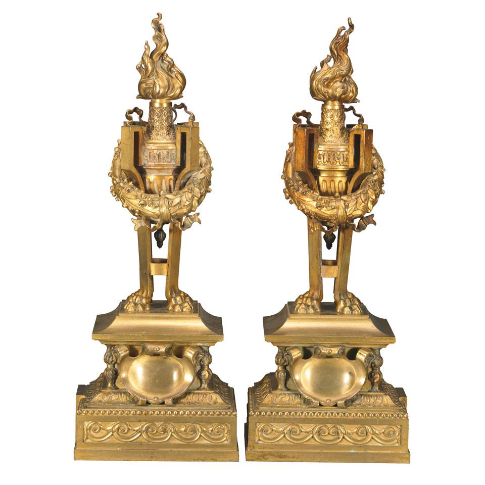 Pair of French Empire Style Chenets, 19th century