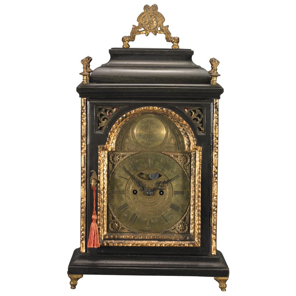 Austrian Baroque Ormolu Mounted and Parcel Gilt Ebonized Bracket Clock, Johann Kohlhaas, Wien, c.1750
