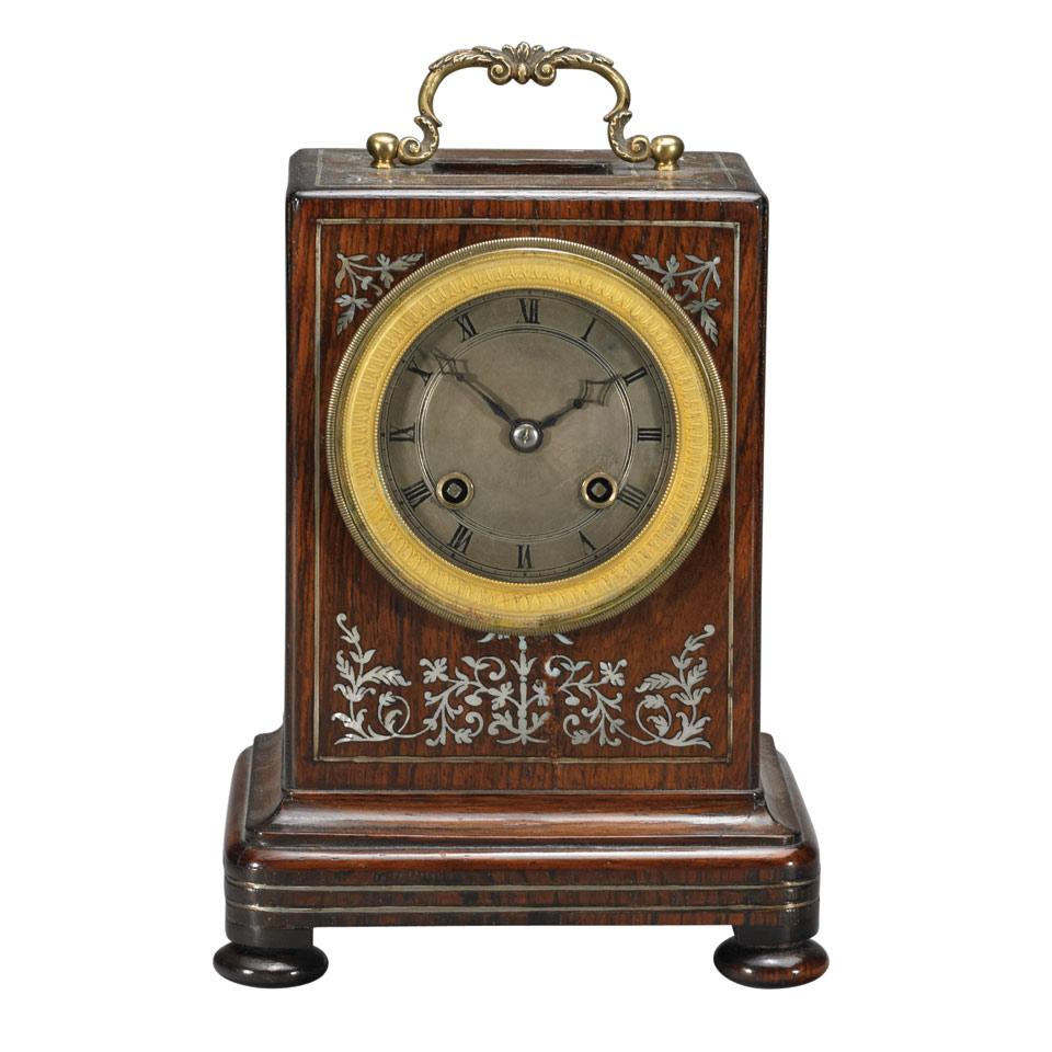Louis Philippe Abalone Inlaid Rosewood Campaign Clock, c.1840