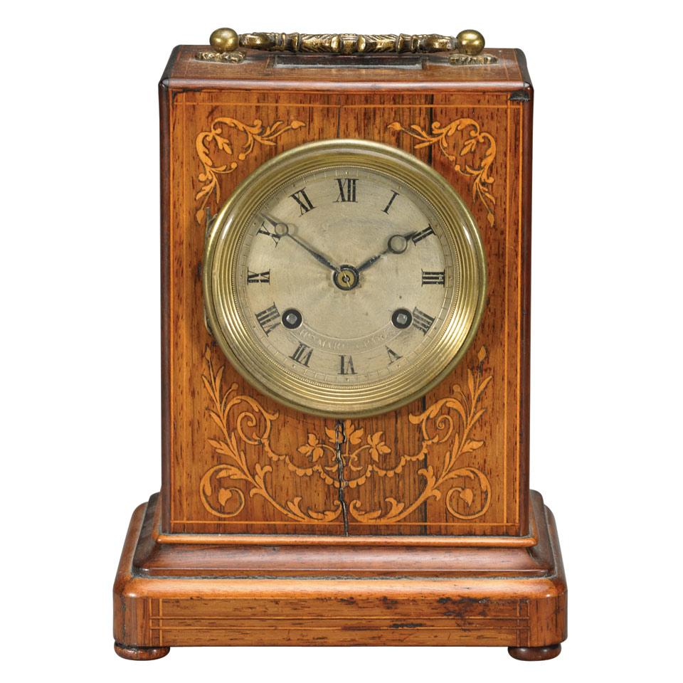 Louis Philippe Satinwood Inlaid Rosewood Campaign Clock, Henry Marc, Paris, c.1840