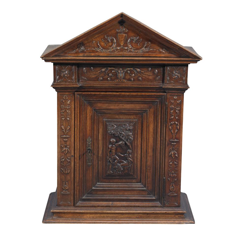 Carved Walnut Table Top Cabinet, 19h century