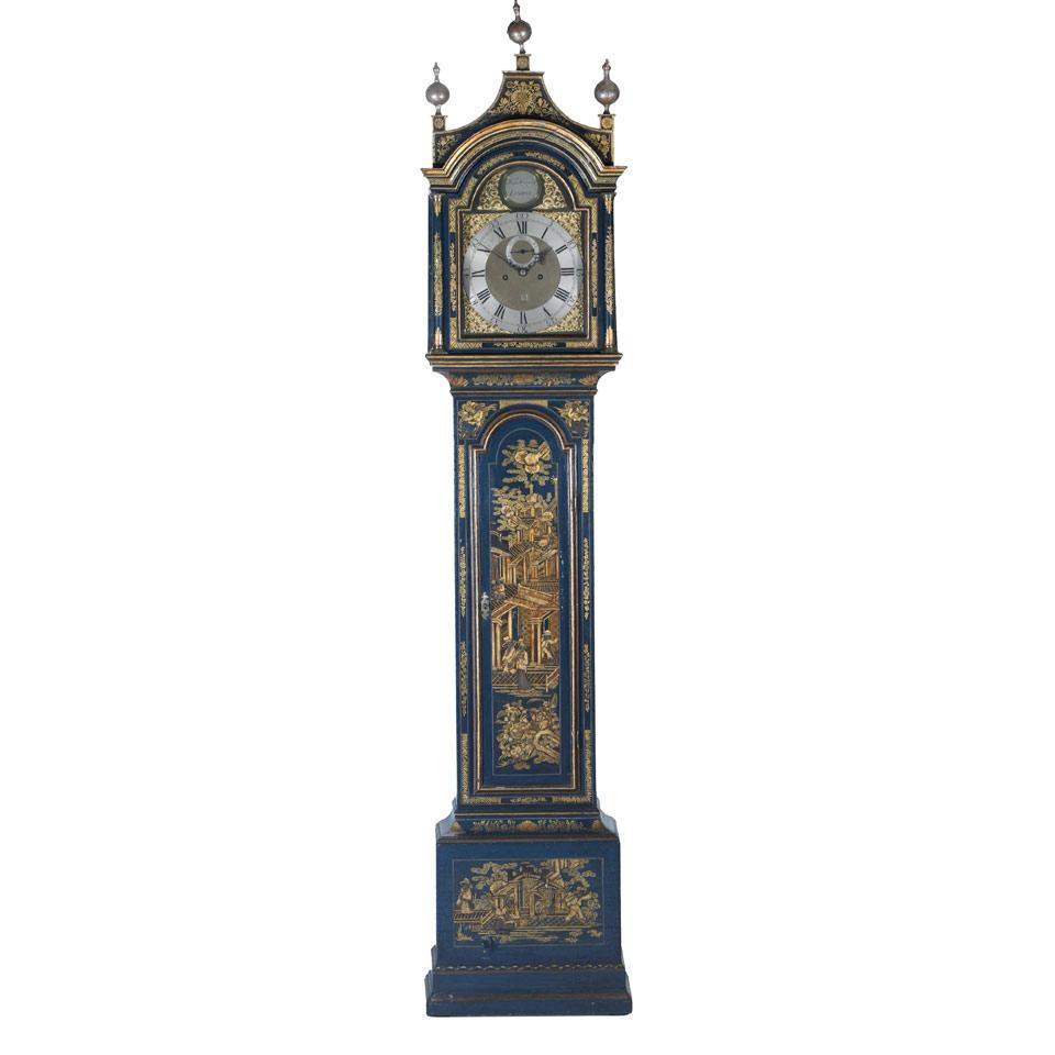 George III Blue Japanned Tall Case Clock, Jos. R. Herring, London, c.1775