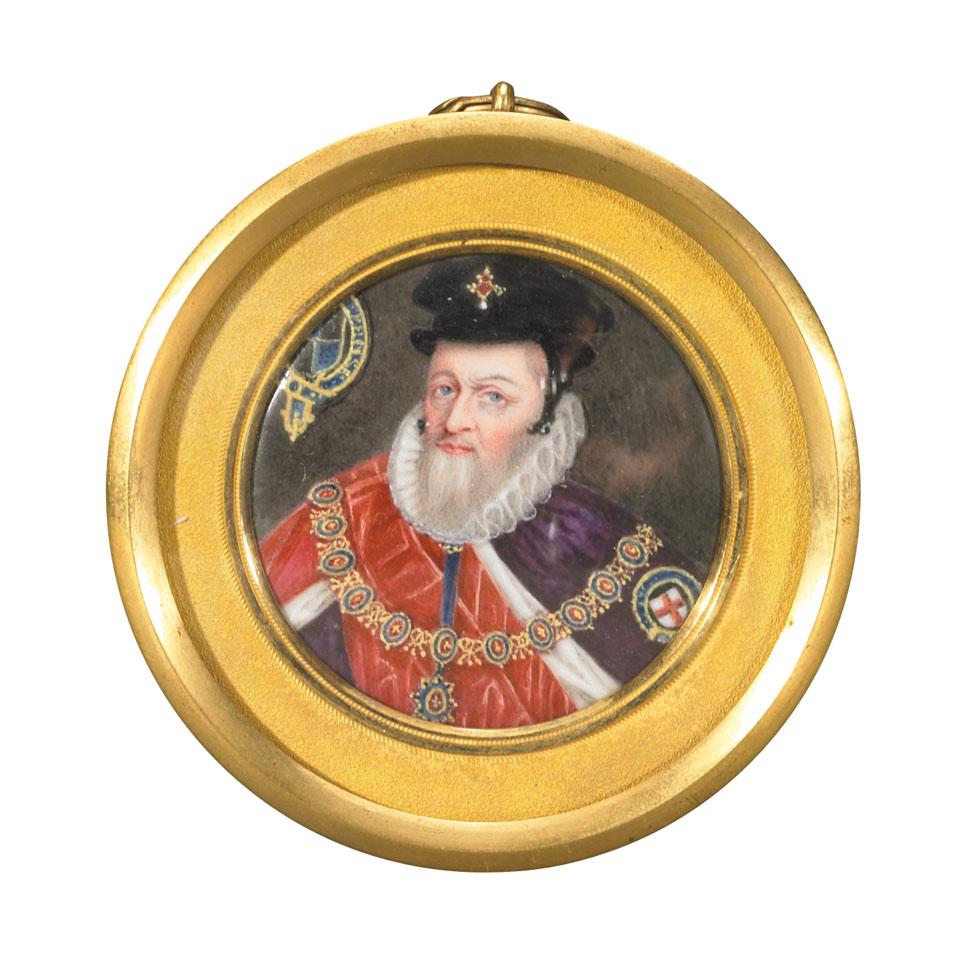 English Portrait Roundel on Copper by S. Essex, Earl of Salisbury, 1807