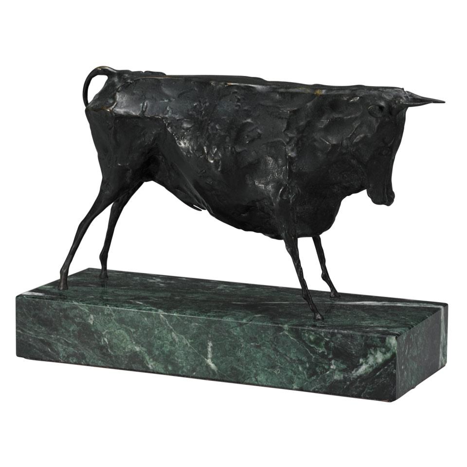 Contemporary School Patinated Bronze Figure of a Standing Bull, 1978