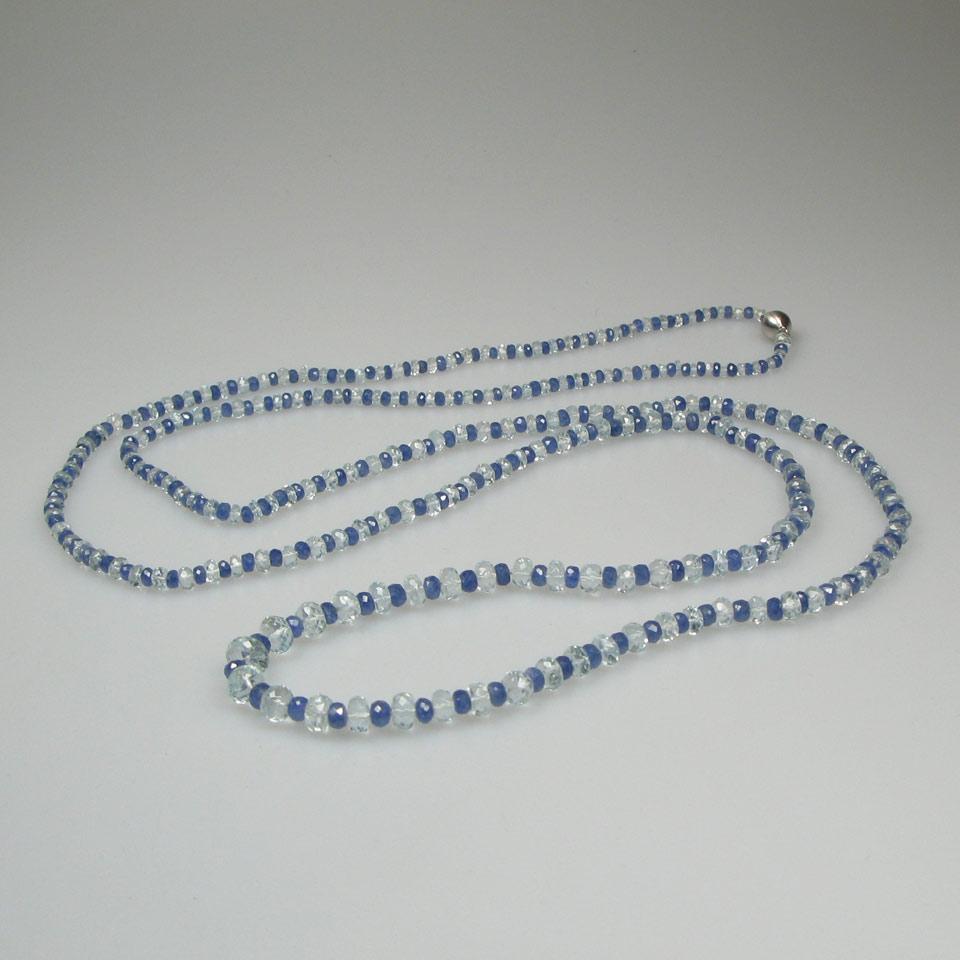 Single Graduated Strand Of Faceted Sapphire And Aquamarine Beads