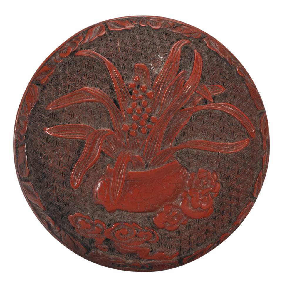 Small Cinnabar Lacquer Box and Cover, Qing Dynasty, 18th Century