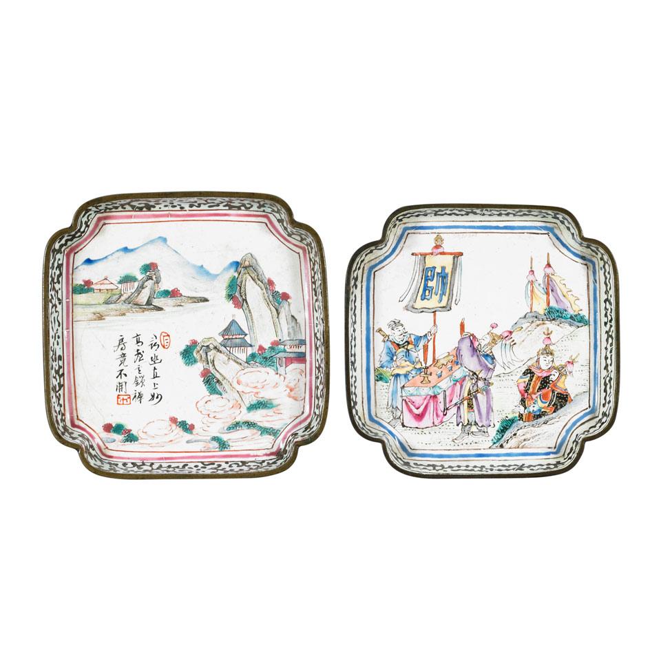 Two Canton Enamel Dishes, Qing Dynasty, 19th Century