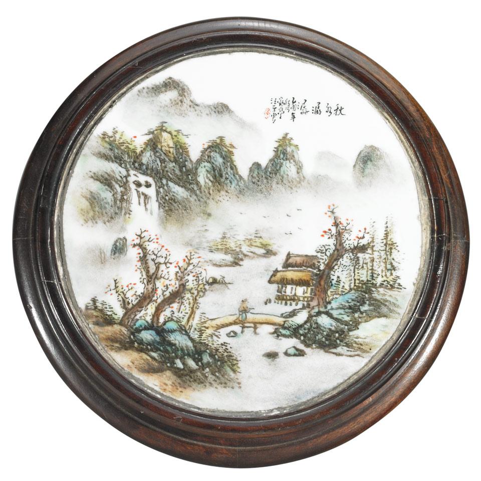 Famille Verte Porcelain Panel, Signed Wang Yeting, Republican Period