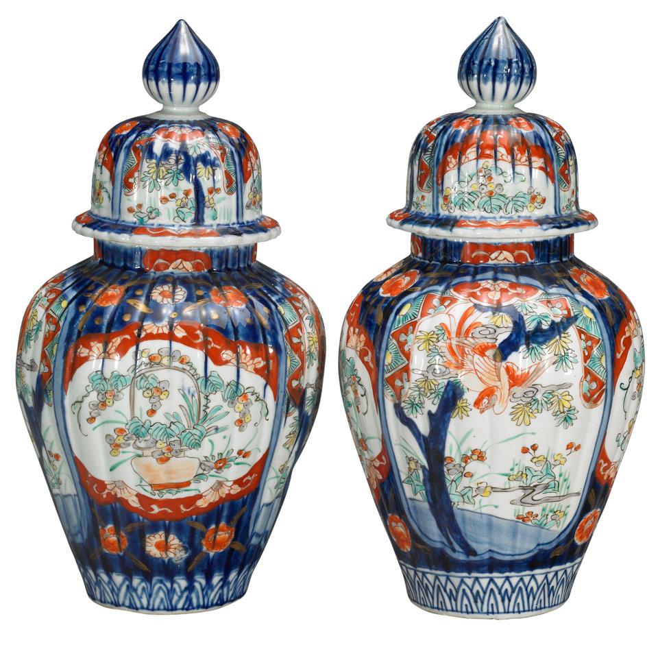 Pair of Imari Covered Vases, Edo Period, 18th Century