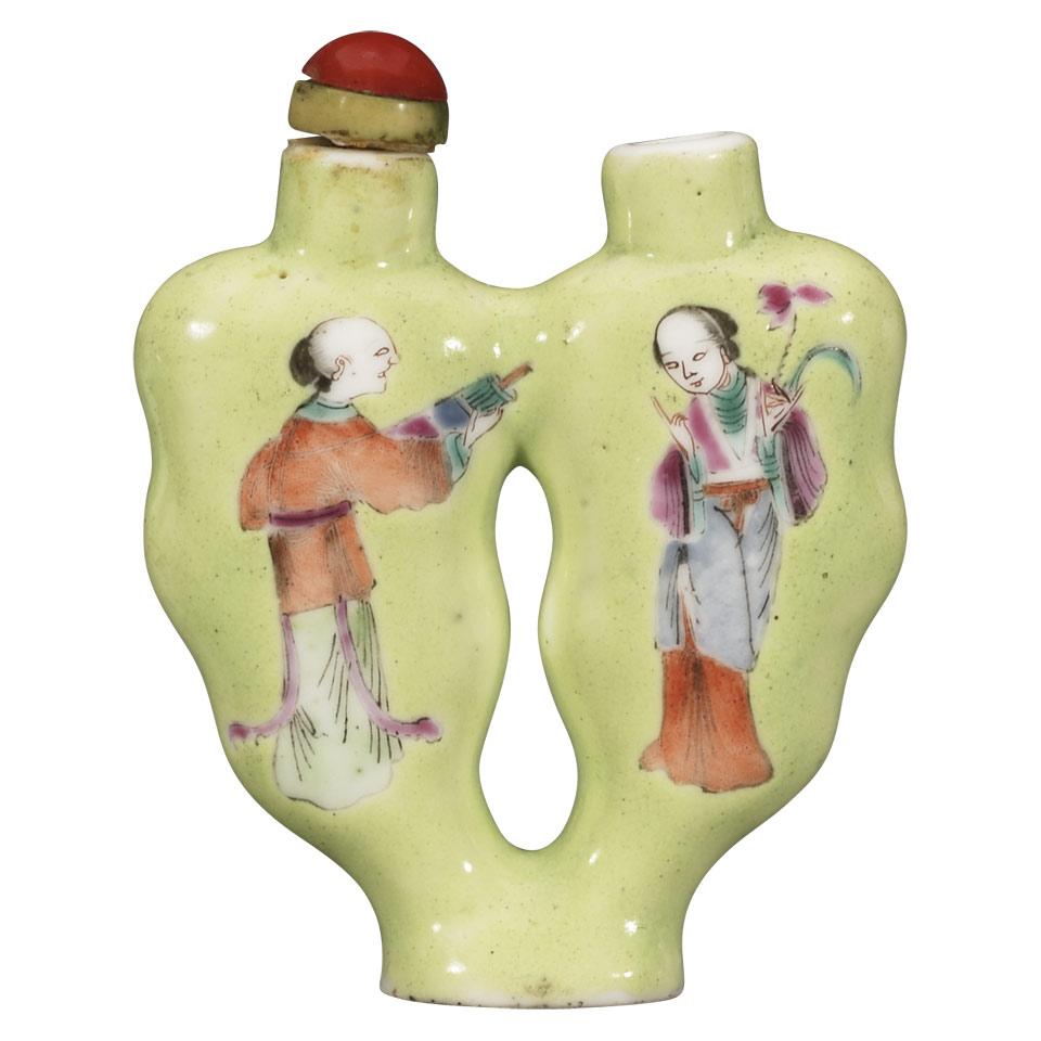 Unusual Famille Rose ‘Double’ Snuff Bottle, Qing Dynasty, 19th Century