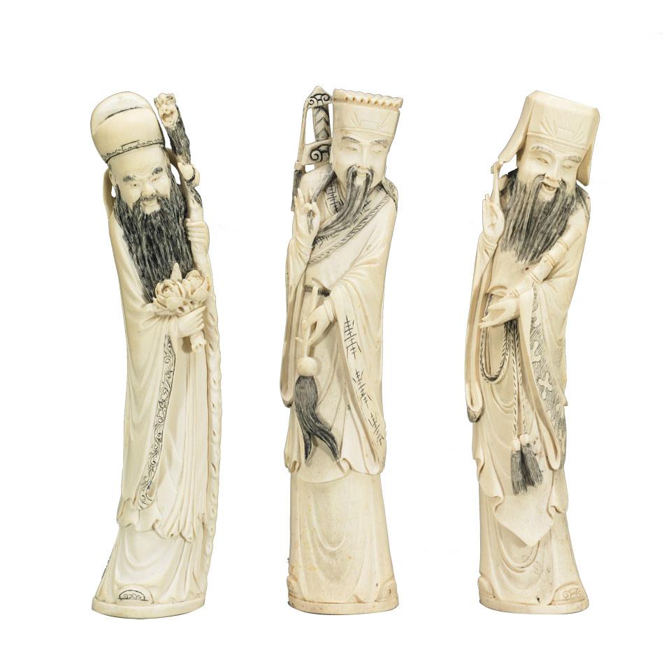Three Ivory Carved Immortals