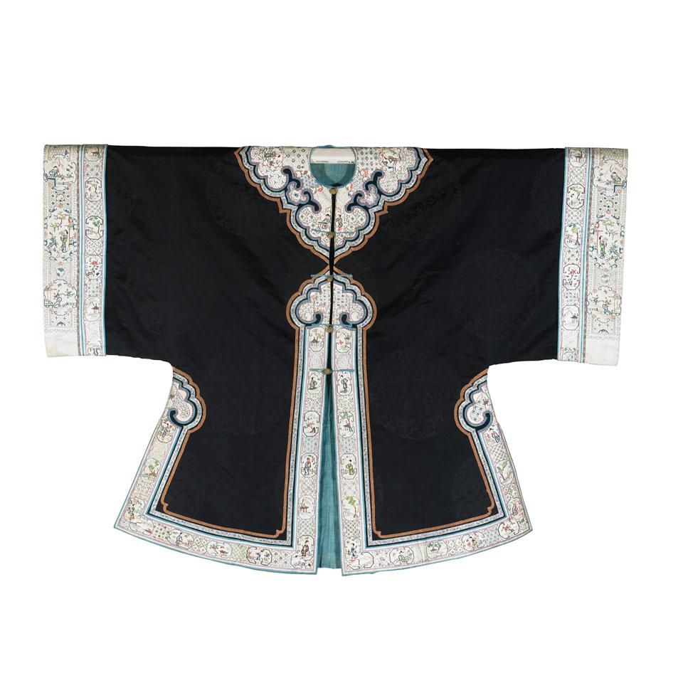 Black Silk Damask Informal Woman’s Jacket, Waitao, Qing Dynasty, 19th Century