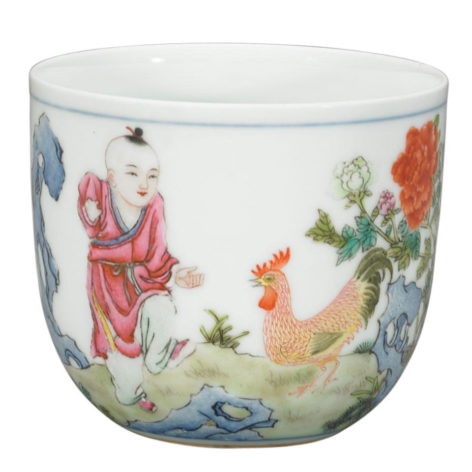 Famille Rose Chicken Cup, Qianlong Mark