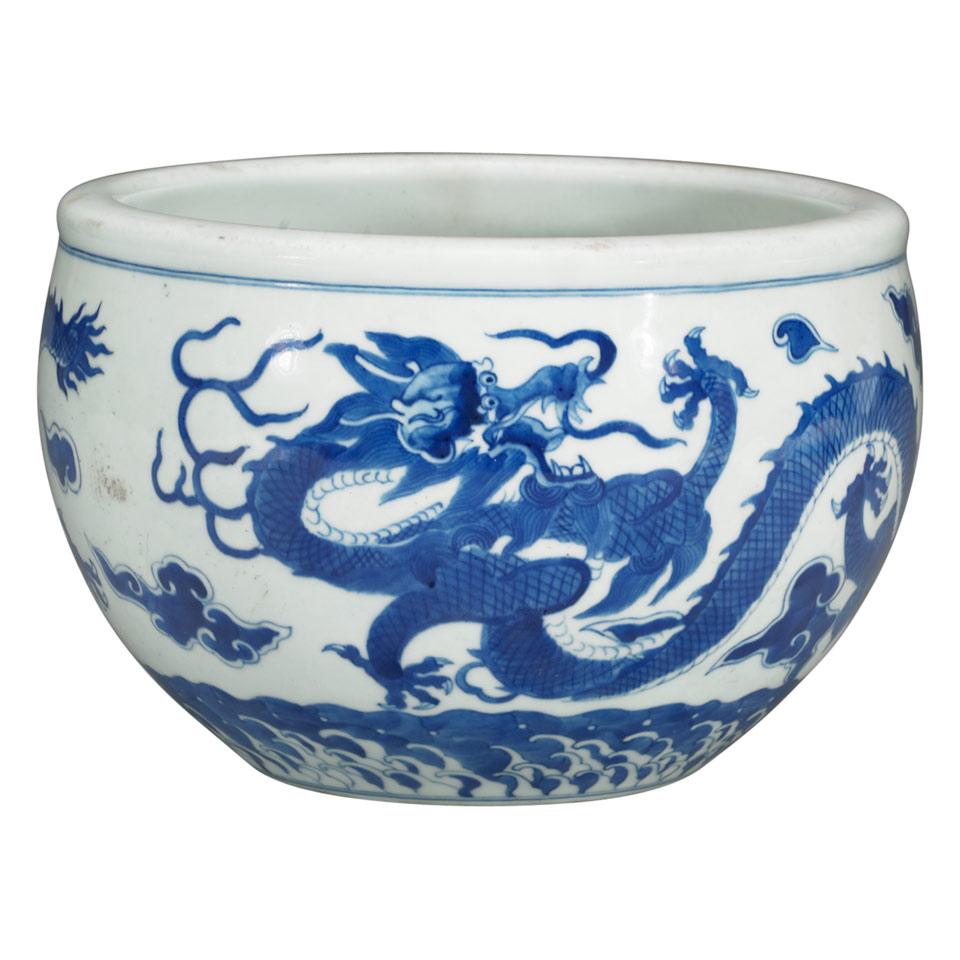 Blue and White Dragon Jardinere, Qing Dynasty, Daoguang Mark and Probably of the Period (1821-1850)