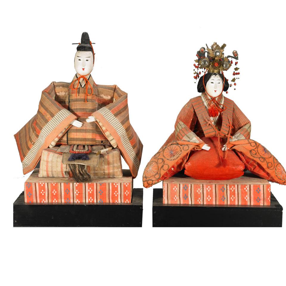 Pair of Large Hina Ningyo, Edo Period, Circa 1800