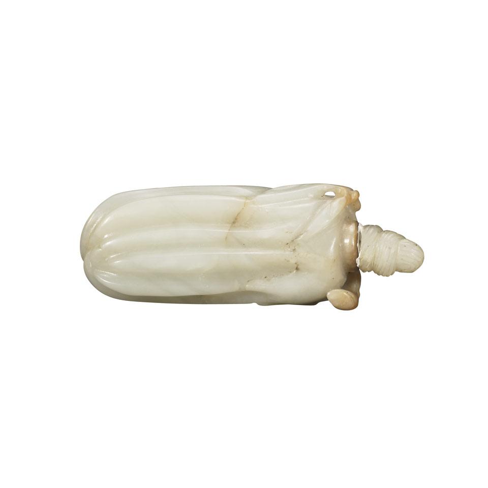 Pale Celadon Jade Snuff Bottle, Qing Dynasty, 19th Century