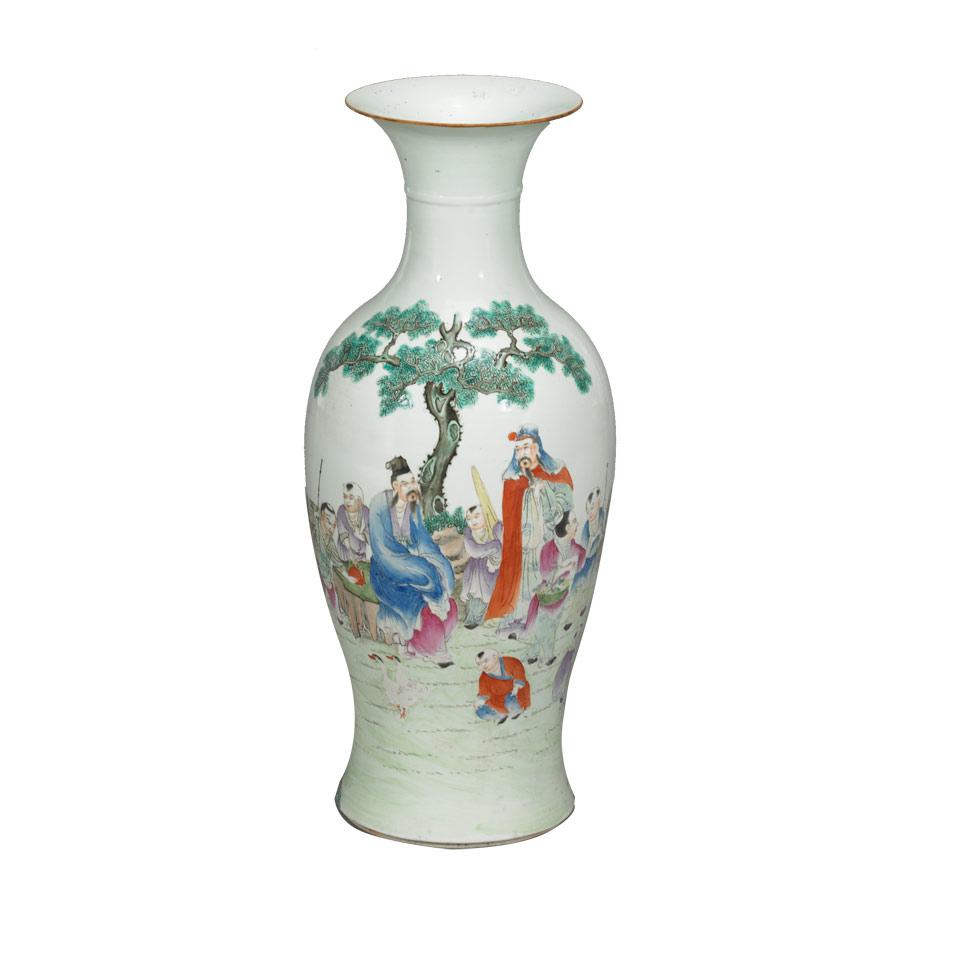 Large Famille Rose Baluster Vase, Qianlong Mark, Qing Dynasty, 19th Century