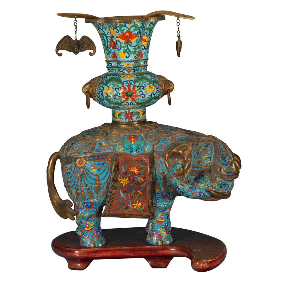 Cloisonné Enamel Elephant, Republican Period, Early 20th Century