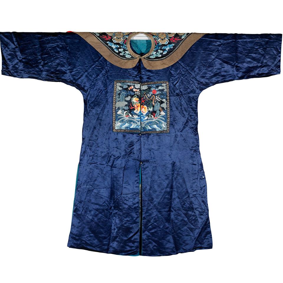 Silk Embroided Dragon Robe, Early 20th Century