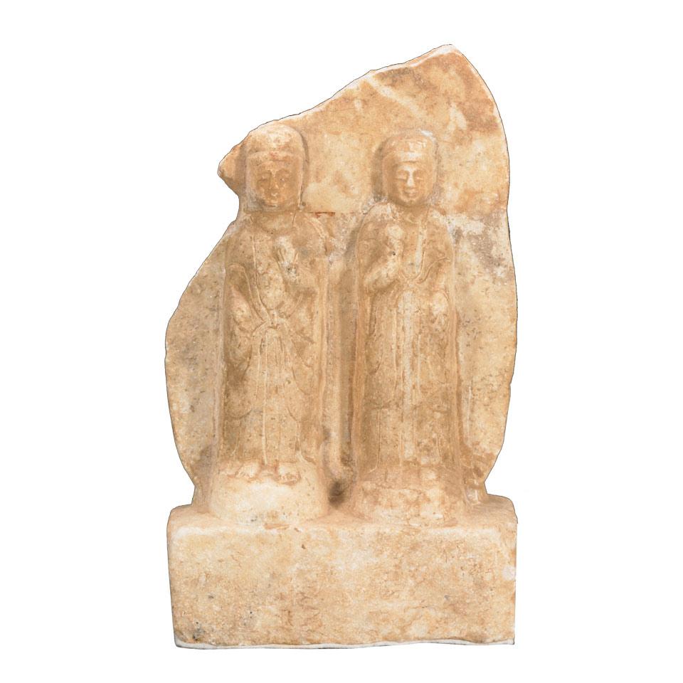 Marble Carved Attendants, 5th to 6th Century