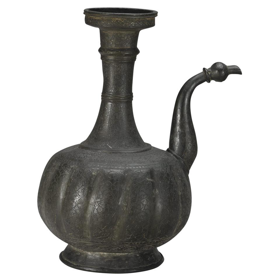 Metal Wine Ewer, Persia, 19th Century
