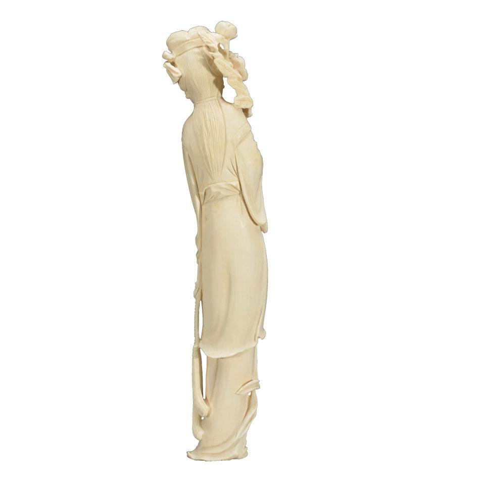 Ivory Carved Lady with Flower