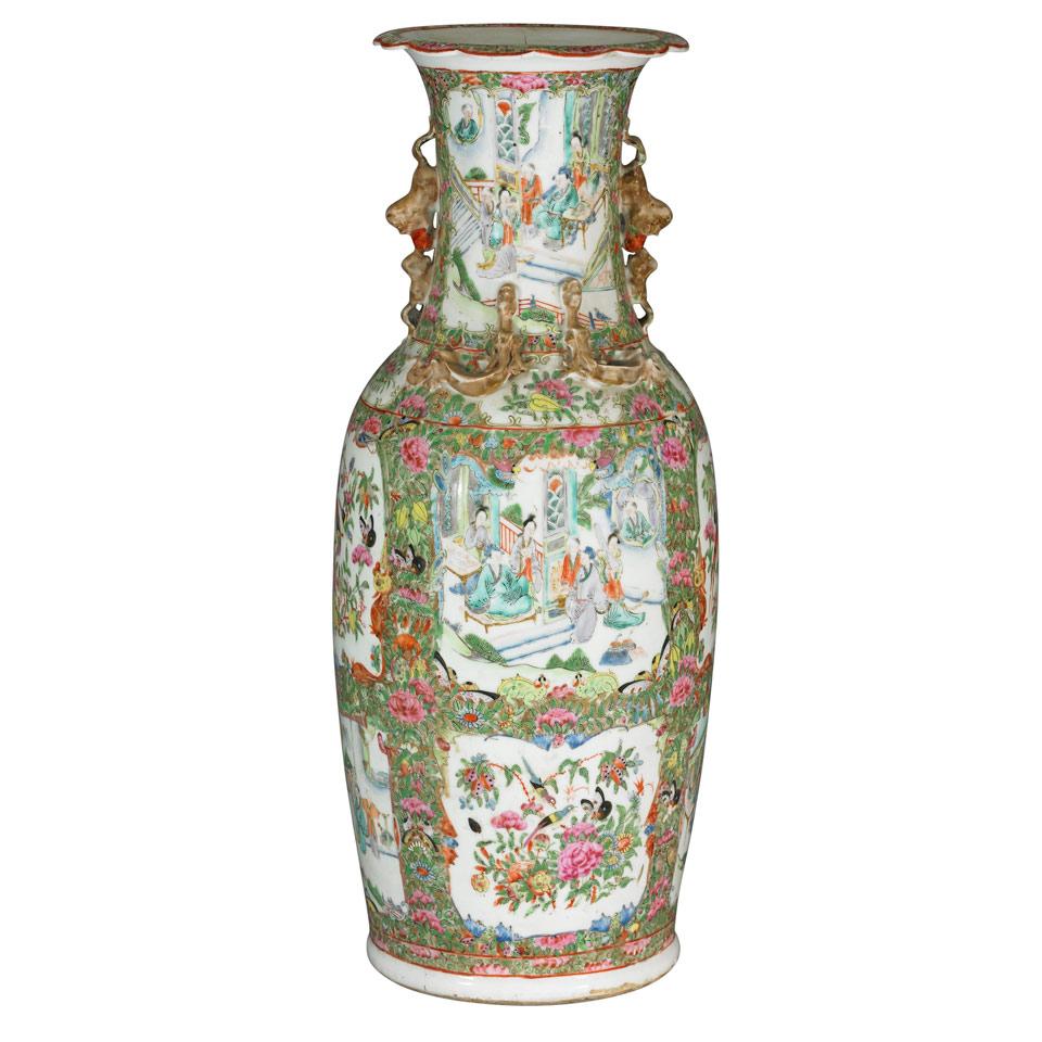 Large Canton Rose Vase, Qing Dynasty, 19th Century