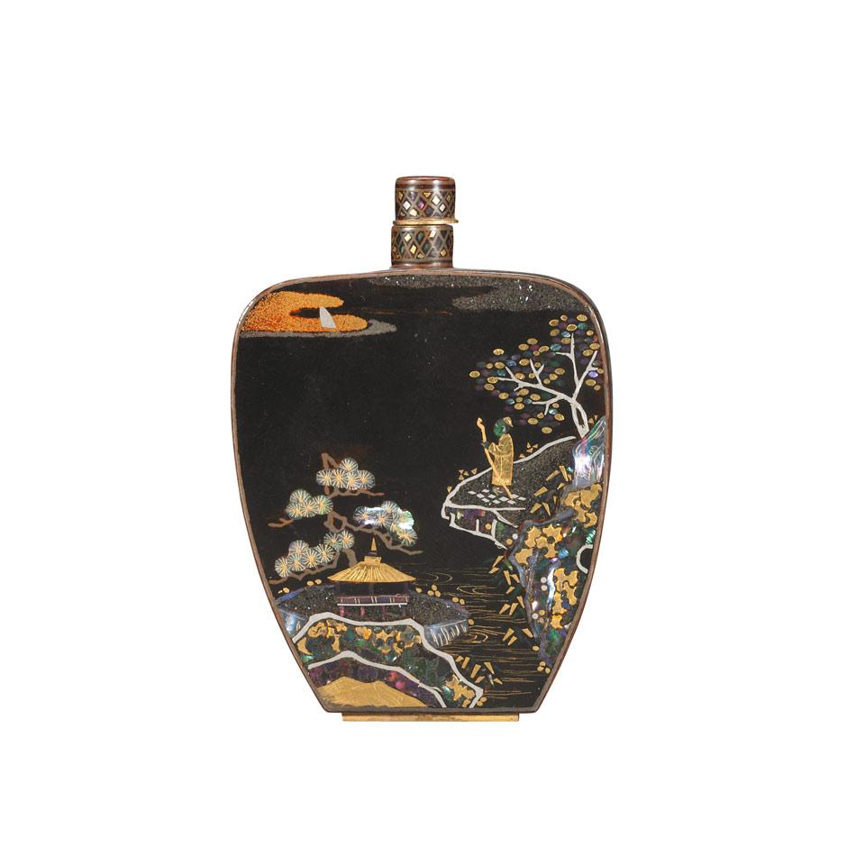 Japanese Mixed-Metal ‘Laq Burgaute’ Snuff Bottle, Qianlong Mark, Meiji Period, 19th Century 