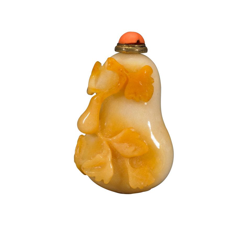 Agate Double Gourd Snuff Bottle, Qing Dynasty, 19th Century