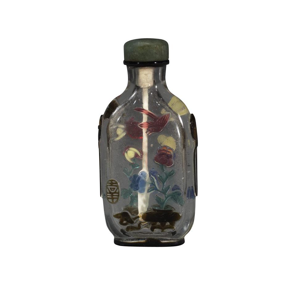 Peking Glass Five-Colour Snuff Bottle, Signed, Qing Dynasty, 19th Century