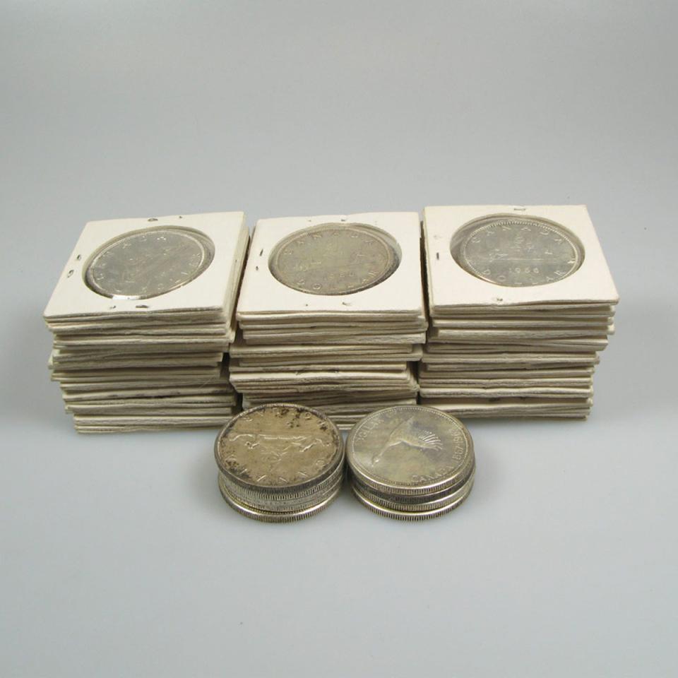 53 Various Canadian Silver $1 Coins
