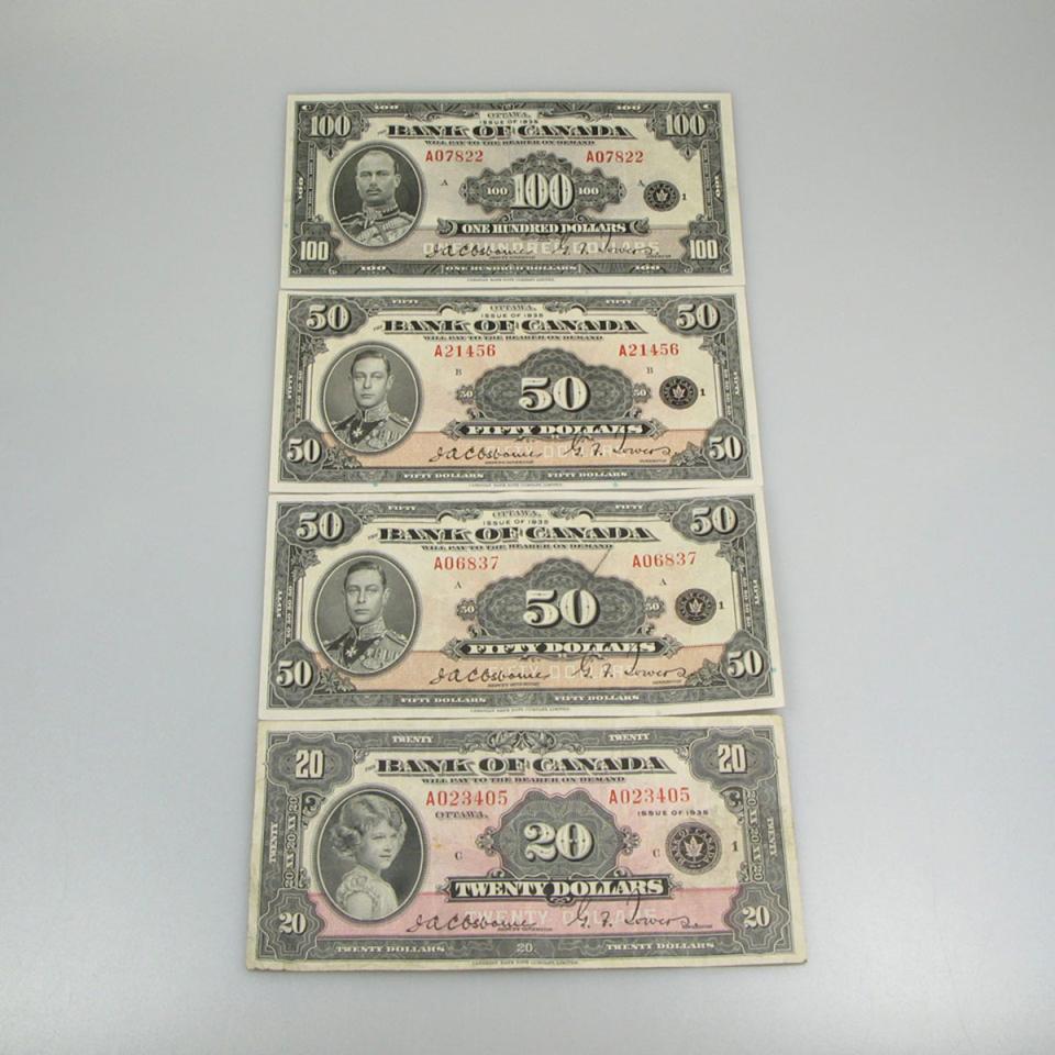 4 Canadian 1935 Bank Notes