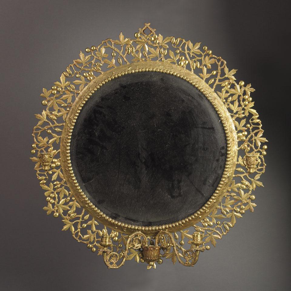 Decorative Brass Framed Wall Mirror, c.1900
