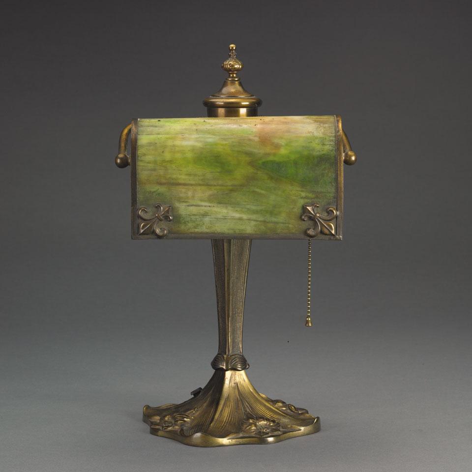 American Glass and Brass Desk Lamp, c.1910