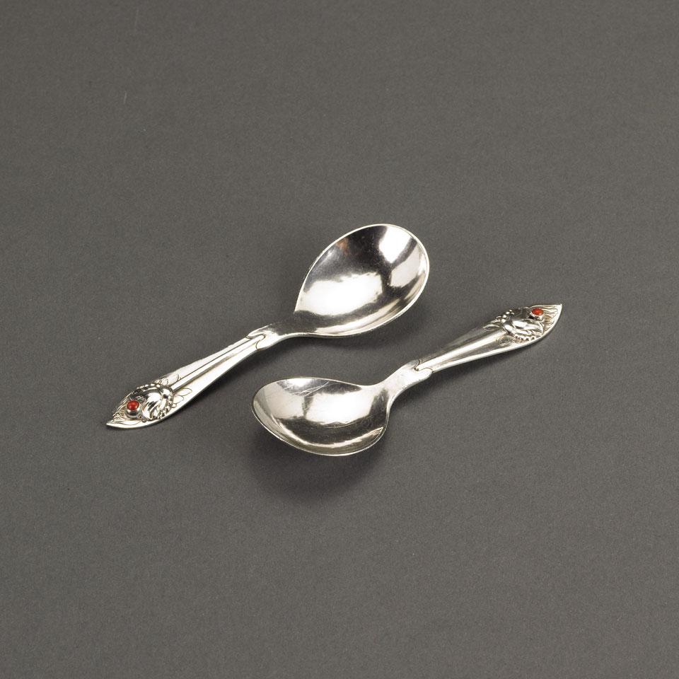 Pair of Danish Silver Spoons, Georg Jensen, Copenhagen, 1927