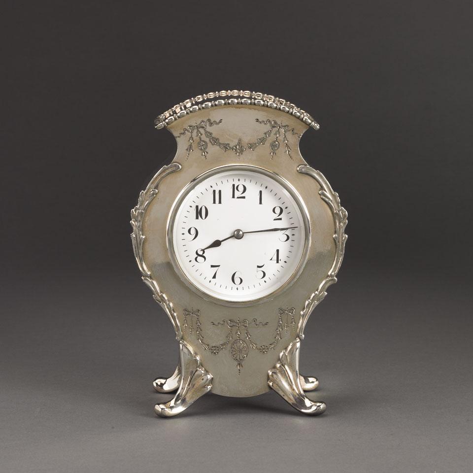 Edwardian Silver Plated Clock, early 20th century