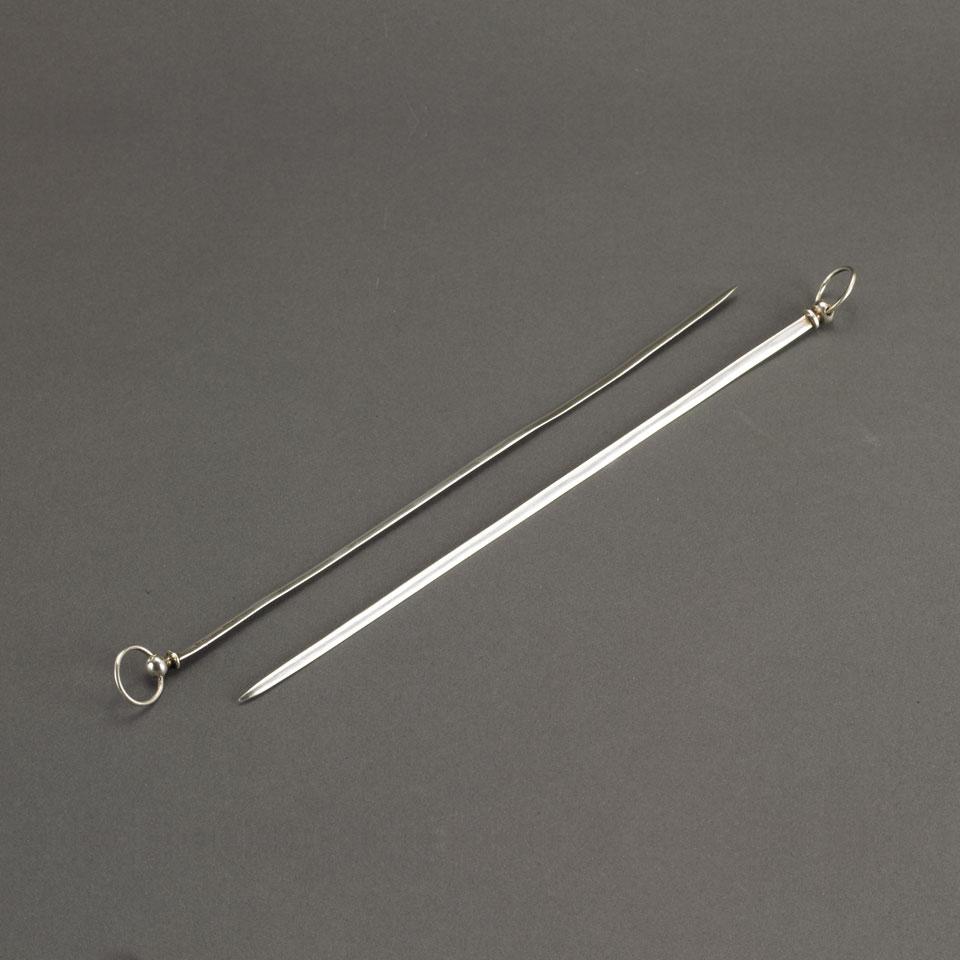 Pair of Dutch Silver Meat Skewers, Amsterdam, late 18th/early 19th century