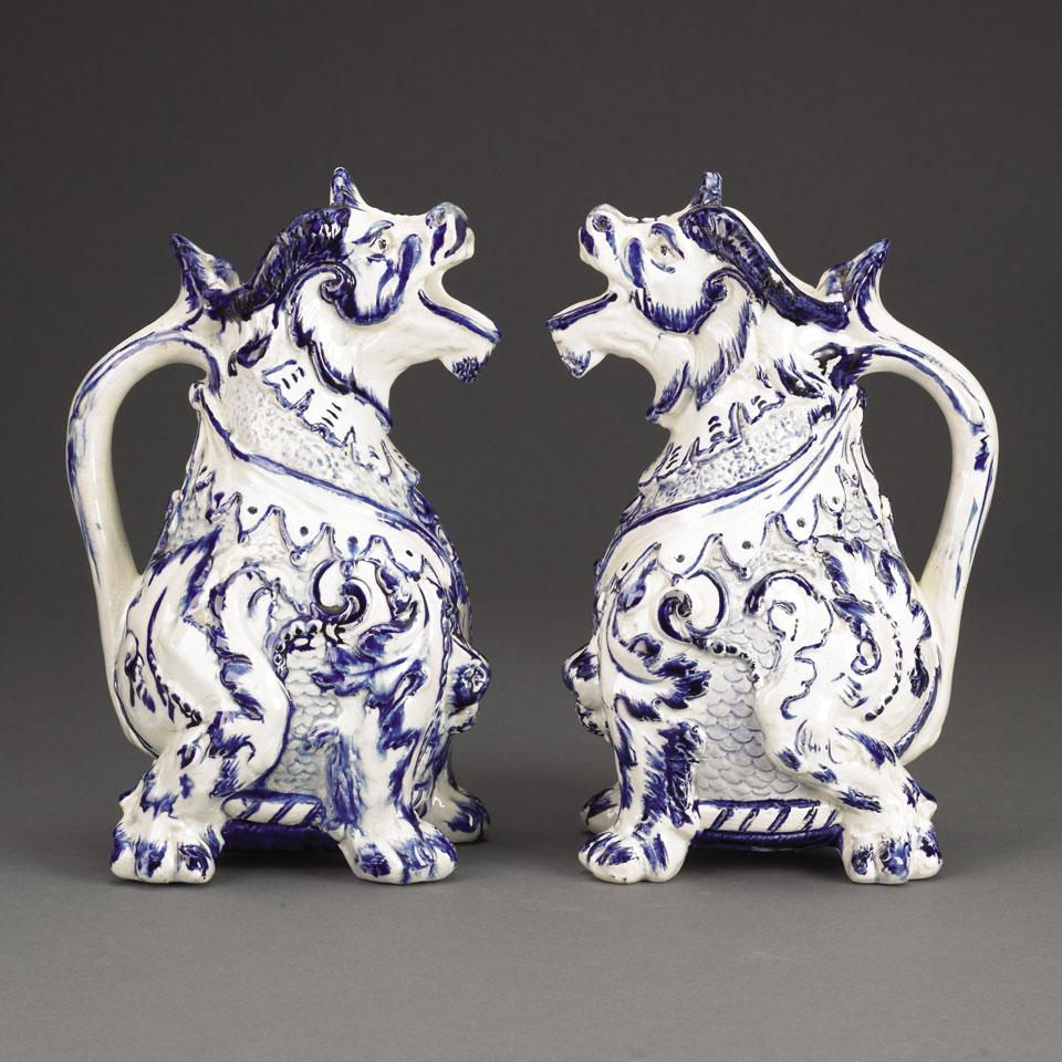 Pair of Continental Earthenware Grotesque Jugs, late 19th century