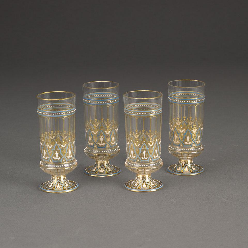 Four Lobmeyr Gilt and Enamel Decorated Glasses, early 20th century
