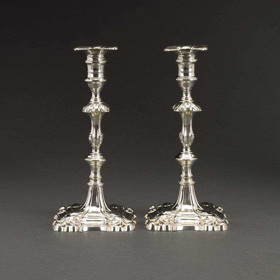 Pair of George II Silver Table Candlesticks, William Cafe, London, 1758