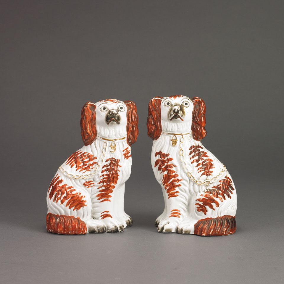 Pair of Liver and White Staffordshire Spaniels, late 19th century